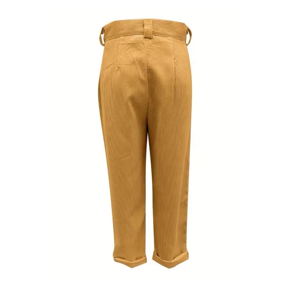 Amazing Brown Corduroy 90’s Style High-Rise Single Pleated Retro Pants! - Picture 5 of 6
